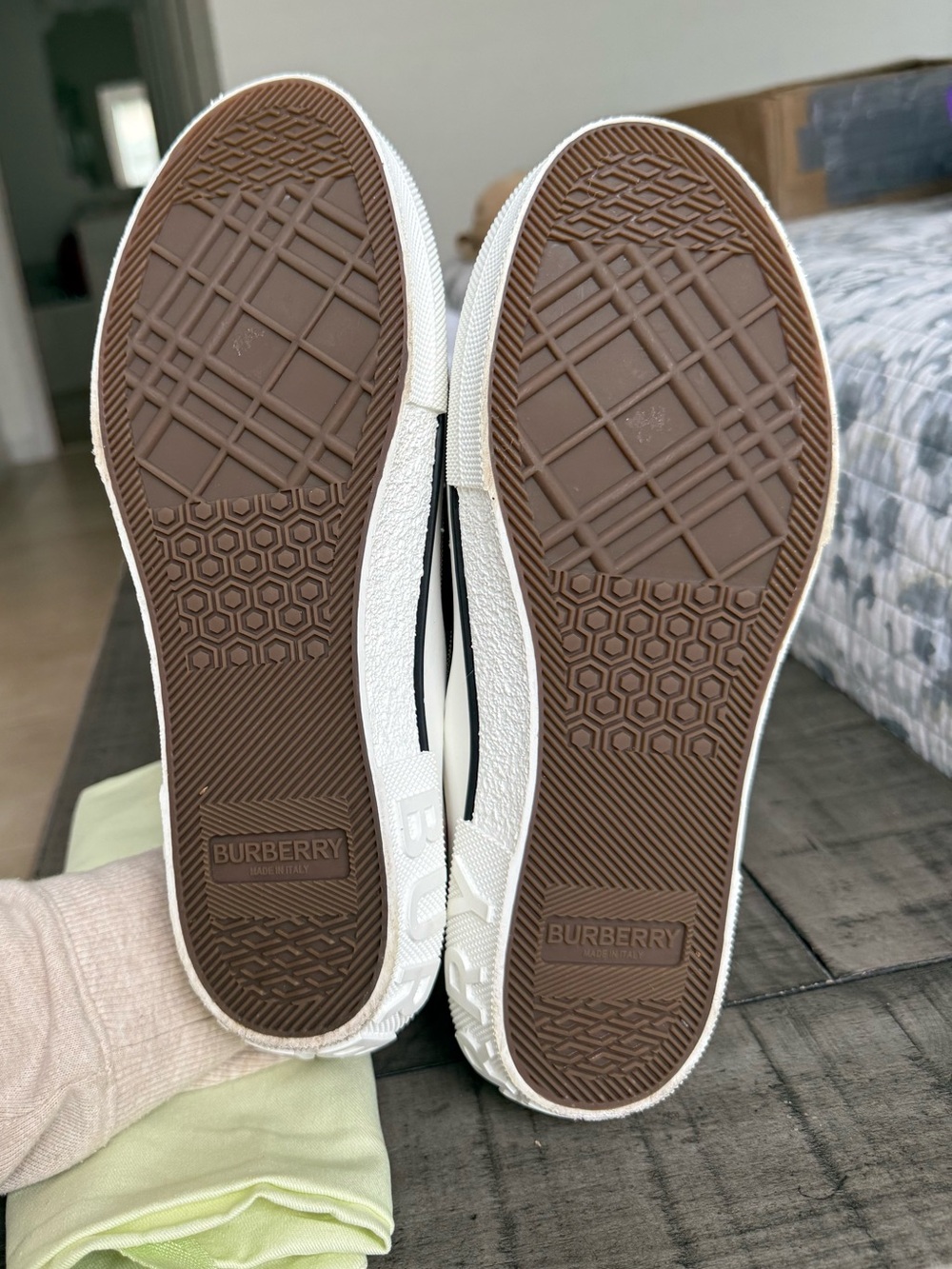 New $650 BURBERRY Jack Vintage Check Low Top Platform Sneakers Archive Beige 37 - Picture 4 of 8